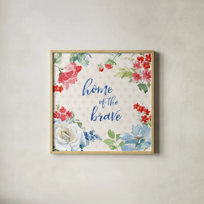 Americana Style V by Beth Grove. Shown in a natural wood glass frame for a timeless modern aesthetic. Available as an archival giclee rolled canvas, fine art paper, or poster print. SKU 69484a.