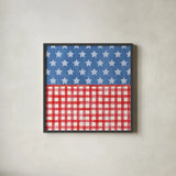Americana Style VI No Words by Beth Grove. Shown in a sleek black glass frame for a contemporary gallery look. Available as an archival giclee rolled canvas, fine art paper, or poster print. SKU 70413a.