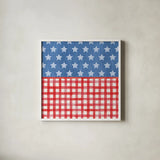 Americana Style VI No Words by Beth Grove. Shown in a crisp white glass frame for a clean and minimalist style. Available as an archival giclee rolled canvas, fine art paper, or poster print. SKU 70413a.