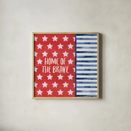 Americana Style VII by Beth Grove. Shown in a natural wood glass frame for a timeless modern aesthetic. Available as an archival giclee rolled canvas, fine art paper, or poster print. SKU 69486a.