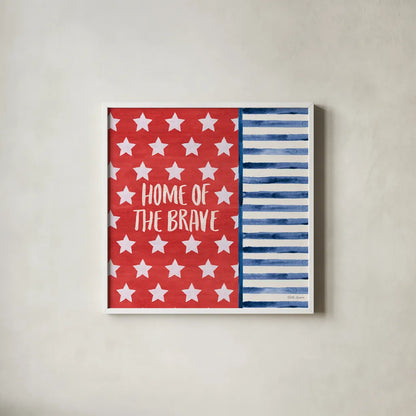 Americana Style VII by Beth Grove. Shown in a crisp white glass frame for a clean and minimalist style. Available as an archival giclee rolled canvas, fine art paper, or poster print. SKU 69486a.