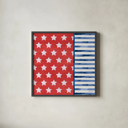 Americana Style VII No Words by Beth Grove. Shown in a sleek black glass frame for a contemporary gallery look. Available as an archival giclee rolled canvas, fine art paper, or poster print. SKU 70414a.