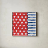 Americana Style VII No Words by Beth Grove. Shown in a crisp white glass frame for a clean and minimalist style. Available as an archival giclee rolled canvas, fine art paper, or poster print. SKU 70414a.