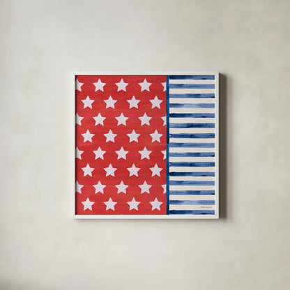 Americana Style VII No Words by Beth Grove. Shown in a crisp white glass frame for a clean and minimalist style. Available as an archival giclee rolled canvas, fine art paper, or poster print. SKU 70414a.