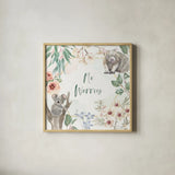 Aussie Love II by Beth Grove. Shown in a natural wood glass frame for a timeless modern aesthetic. Available as an archival giclee rolled canvas, fine art paper, or poster print. SKU 62829a.