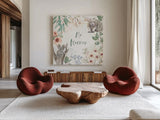 Aussie Love II by Beth Grove. Shown as extra-large giant wall art in a modern living room. Available as an archival giclee rolled canvas, fine art paper, or poster print. SKU 62829a.