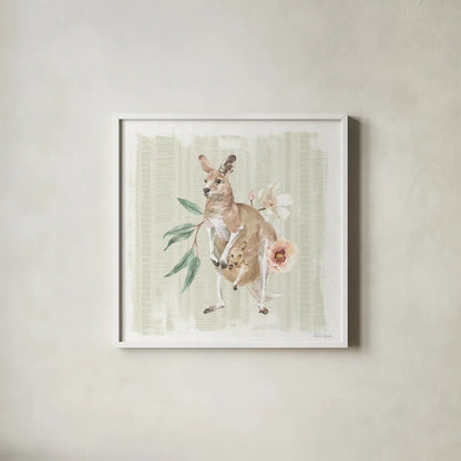 Aussie Love V by Beth Grove. Shown in a crisp white glass frame for a clean and minimalist style. Available as an archival giclee rolled canvas, fine art paper, or poster print. SKU 62832a.