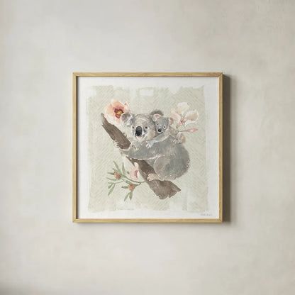 Aussie Love VII by Beth Grove. Shown in a natural wood glass frame for a timeless modern aesthetic. Available as an archival giclee rolled canvas, fine art paper, or poster print. SKU 62834a.