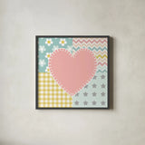 Baby Quilt I by Beth Grove. Shown in a sleek black glass frame for a contemporary gallery look. Available as an archival giclee rolled canvas, fine art paper, or poster print. SKU 24660a.