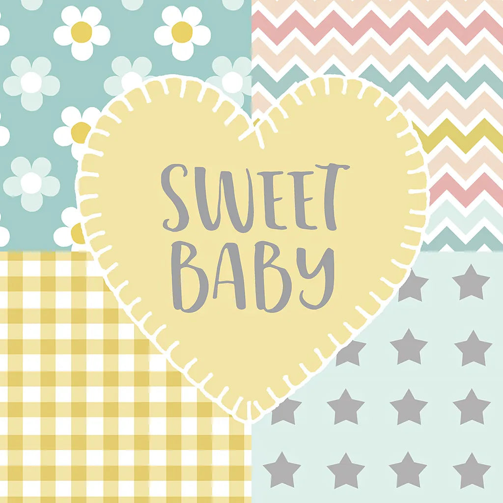 Baby Quilt I Sweet Baby Yellow by Beth Grove. SKU 32242a. Archival Giclee Fine art print for wall decor.