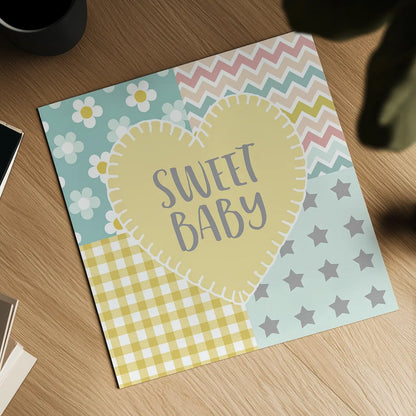 Baby Quilt I Sweet Baby Yellow by Beth Grove. Shown as a detailed flat fine art print, highlighting archival giclee quality. Available as an archival giclee rolled canvas, fine art paper, or poster print. SKU 32242a.