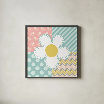 Baby Quilt II by Beth Grove. Shown in a sleek black glass frame for a contemporary gallery look. Available as an archival giclee rolled canvas, fine art paper, or poster print. SKU 24661a.