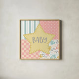 Baby Quilt IV Baby Yellow by Beth Grove. Shown in a natural wood glass frame for a timeless modern aesthetic. Available as an archival giclee rolled canvas, fine art paper, or poster print. SKU 32243a.