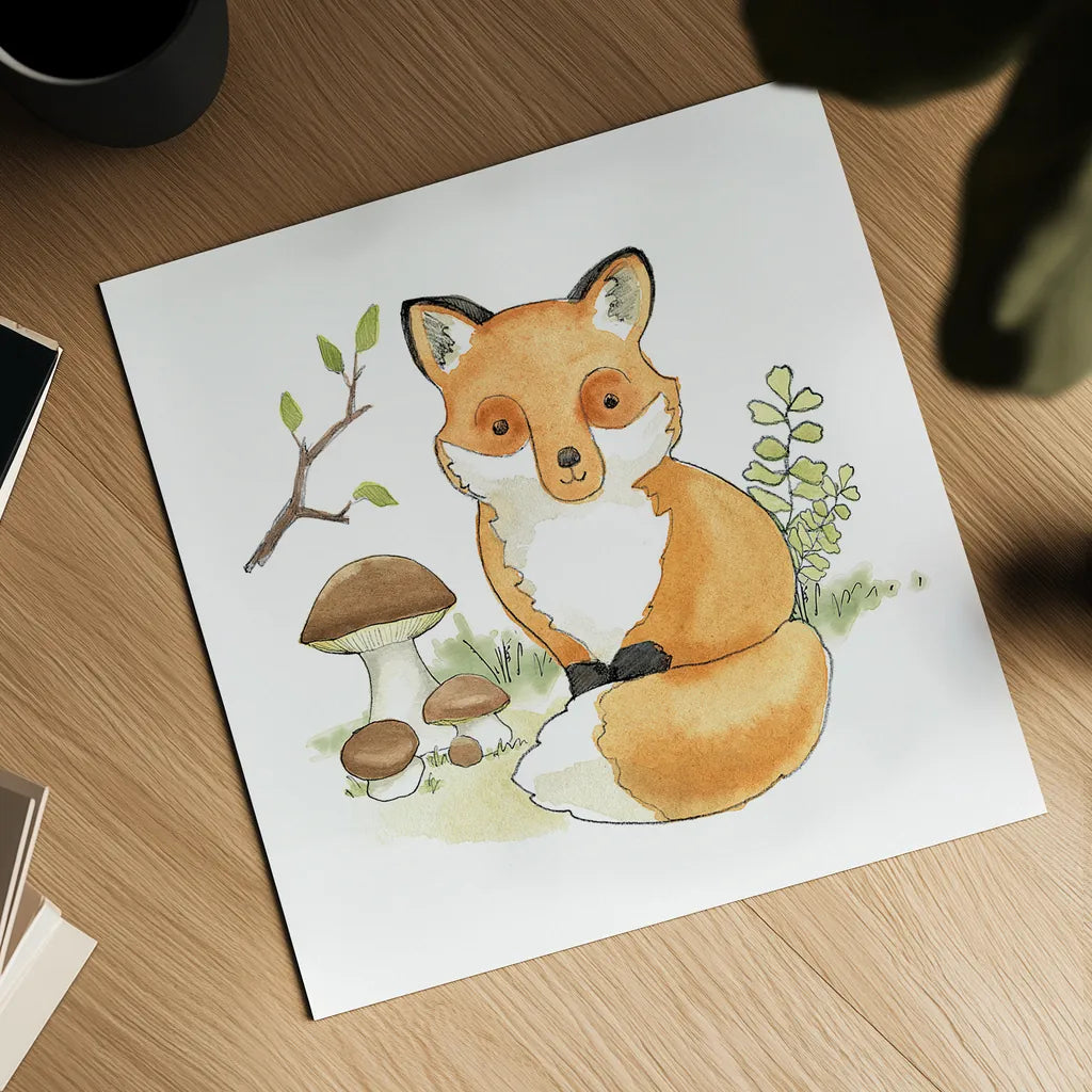 Baby Woodland I by Beth Grove. Shown as a detailed flat fine art print, highlighting archival giclee quality. Available as an archival giclee rolled canvas, fine art paper, or poster print. SKU 27730a.