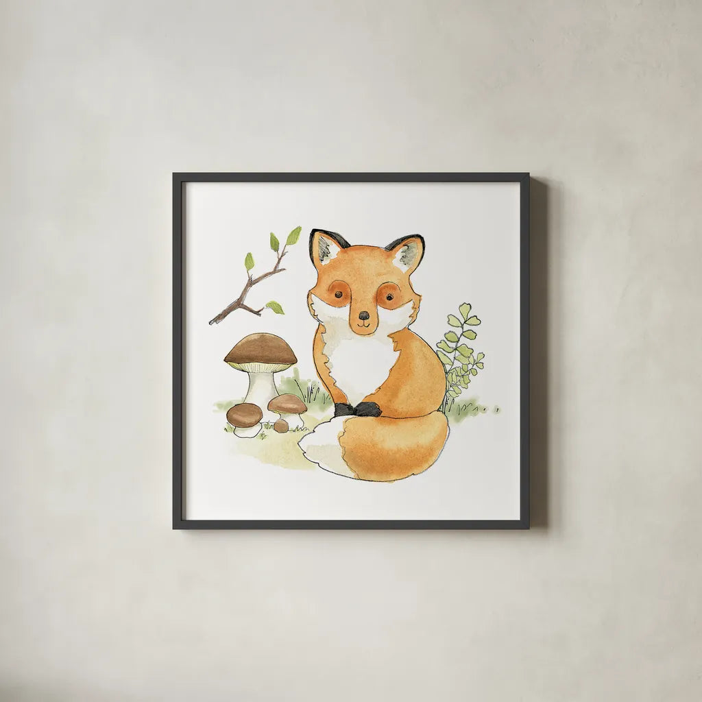 Baby Woodland I by Beth Grove. Shown in a sleek black glass frame for a contemporary gallery look. Available as an archival giclee rolled canvas, fine art paper, or poster print. SKU 27730a.