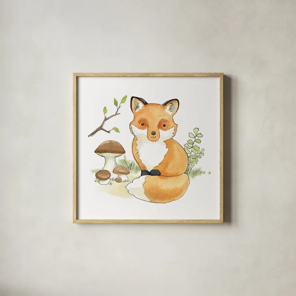 Baby Woodland I by Beth Grove. Shown in a natural wood glass frame for a timeless modern aesthetic. Available as an archival giclee rolled canvas, fine art paper, or poster print. SKU 27730a.