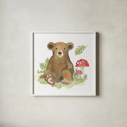 Baby Woodland II by Beth Grove. Shown in a crisp white glass frame for a clean and minimalist style. Available as an archival giclee rolled canvas, fine art paper, or poster print. SKU 27731a.