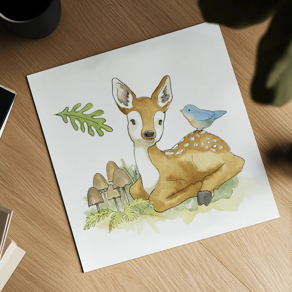 Baby Woodland III by Beth Grove. Shown as a detailed flat fine art print, highlighting archival giclee quality. Available as an archival giclee rolled canvas, fine art paper, or poster print. SKU 27732a.