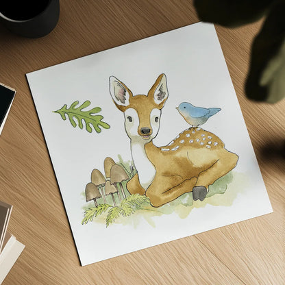 Baby Woodland III by Beth Grove. Shown as a detailed flat fine art print, highlighting archival giclee quality. Available as an archival giclee rolled canvas, fine art paper, or poster print. SKU 27732a.