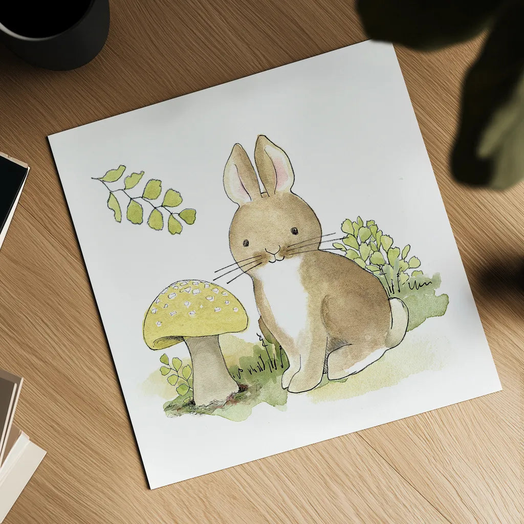 Baby Woodland IV by Beth Grove. Shown as a detailed flat fine art print, highlighting archival giclee quality. Available as an archival giclee rolled canvas, fine art paper, or poster print. SKU 27733a.