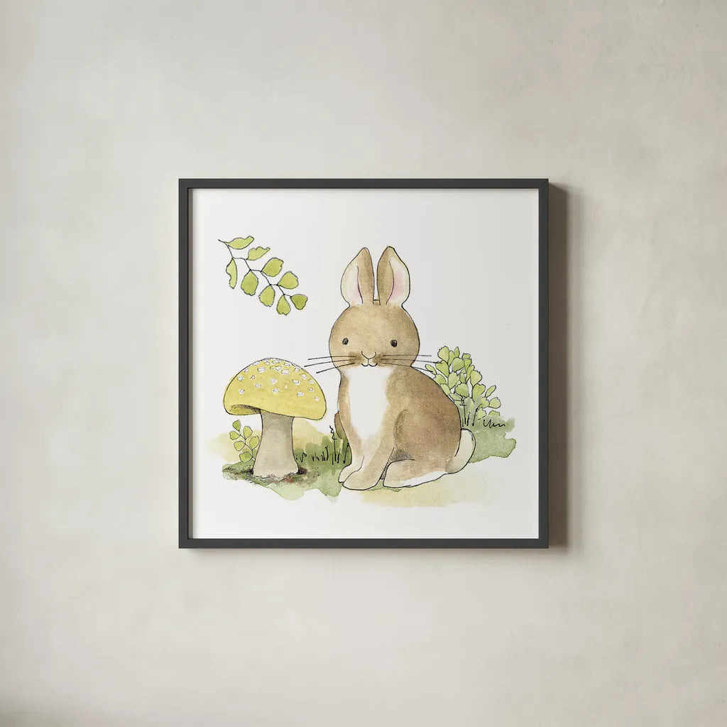 Baby Woodland IV by Beth Grove. Shown in a sleek black glass frame for a contemporary gallery look. Available as an archival giclee rolled canvas, fine art paper, or poster print. SKU 27733a.