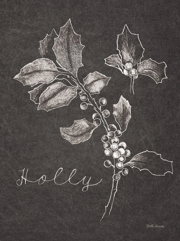 Black and White Chalkboard Christmas II by Beth Grove