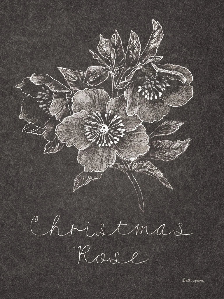 Black and White Chalkboard Christmas III by Beth Grove