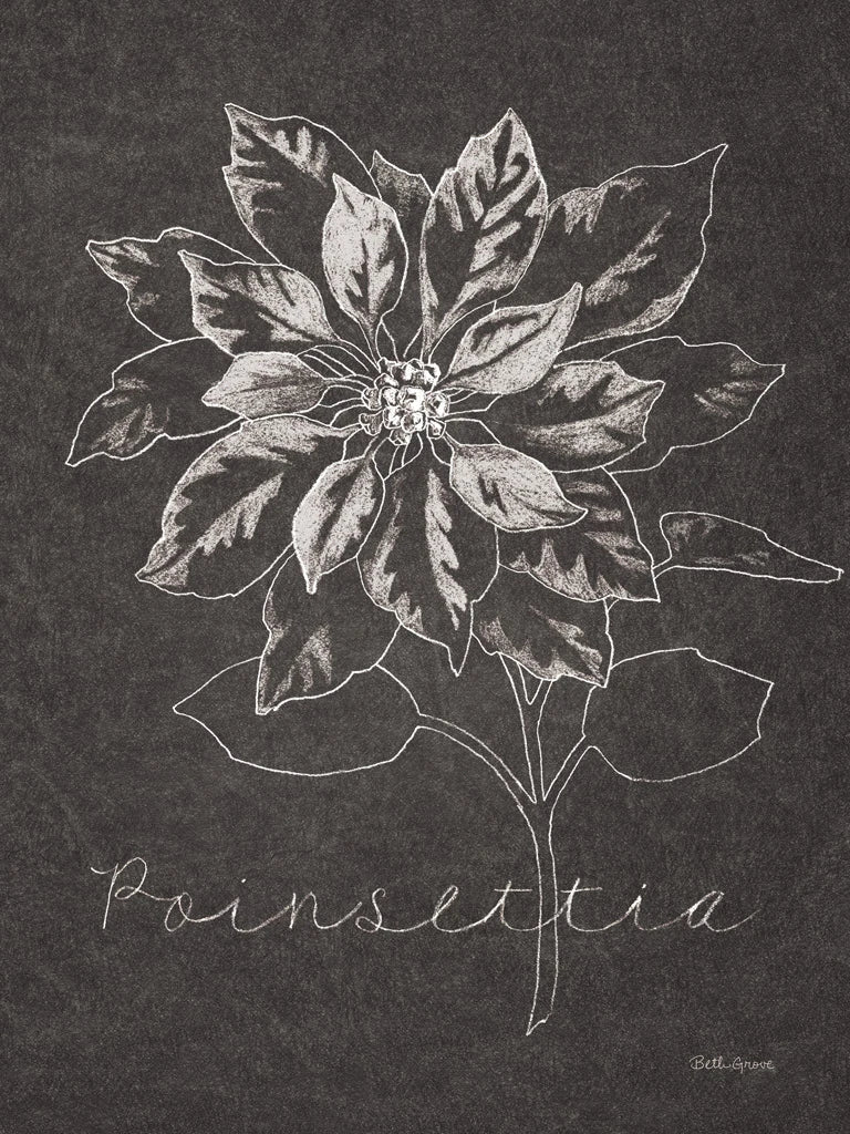 Black and White Chalkboard Christmas IV by Beth Grove