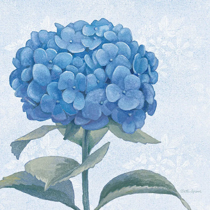 Blue Hydrangea III Light by Beth Grove. SKU 21476a. Archival Giclee Fine art print for wall decor.