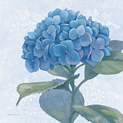 Blue Hydrangea IV Light by Beth Grove. SKU 21477a. Archival Giclee Fine art print for wall decor.