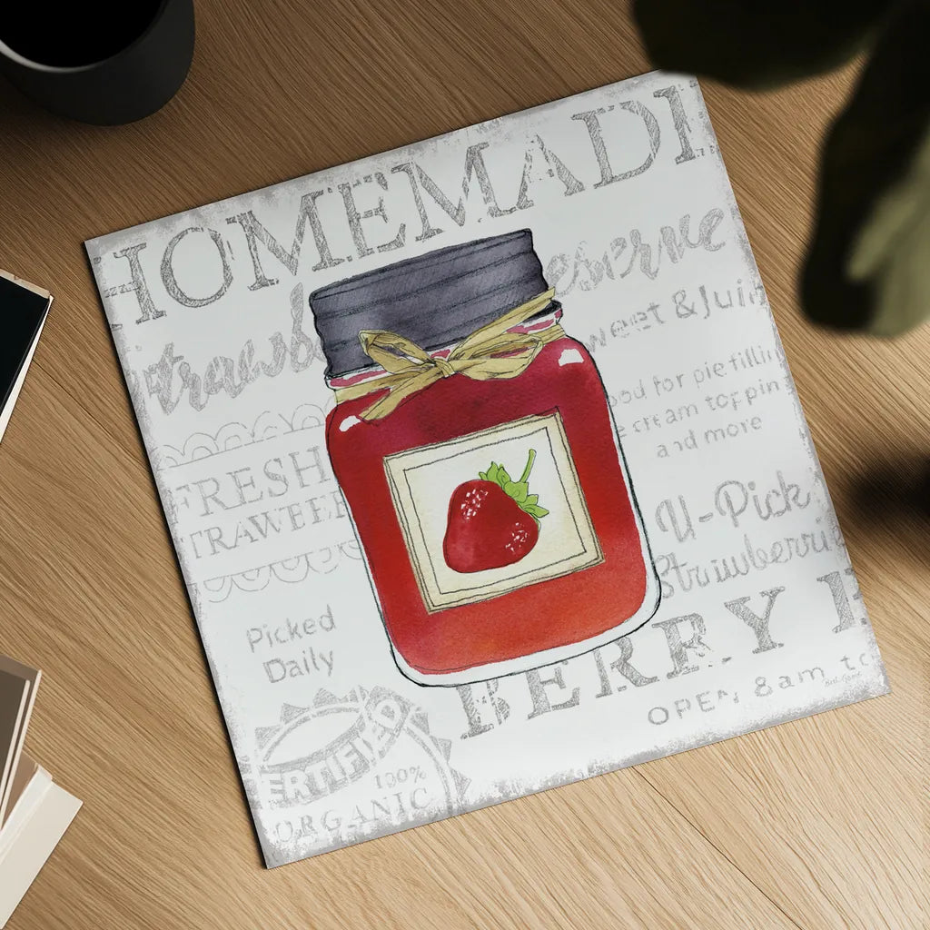 Canning Kitchen I by Beth Grove. Shown as a detailed flat fine art print, highlighting archival giclee quality. Available as an archival giclee rolled canvas, fine art paper, or poster print. SKU 32186a.