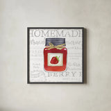 Canning Kitchen I by Beth Grove. Shown in a sleek black glass frame for a contemporary gallery look. Available as an archival giclee rolled canvas, fine art paper, or poster print. SKU 32186a.
