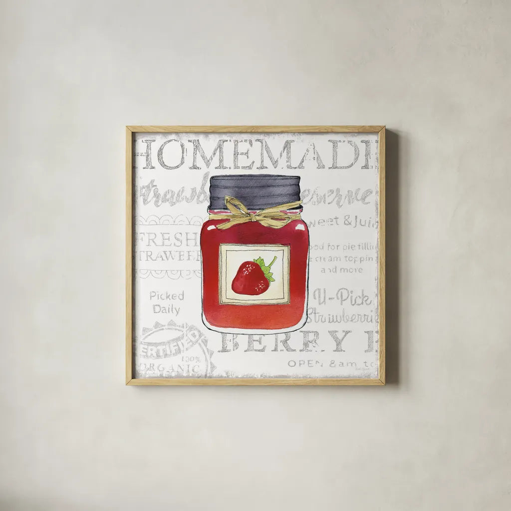 Canning Kitchen I by Beth Grove. Shown in a natural wood glass frame for a timeless modern aesthetic. Available as an archival giclee rolled canvas, fine art paper, or poster print. SKU 32186a.