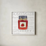 Canning Kitchen I by Beth Grove. Shown in a crisp white glass frame for a clean and minimalist style. Available as an archival giclee rolled canvas, fine art paper, or poster print. SKU 32186a.