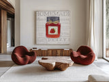 Canning Kitchen I by Beth Grove. Shown as extra-large giant wall art in a modern living room. Available as an archival giclee rolled canvas, fine art paper, or poster print. SKU 32186a.