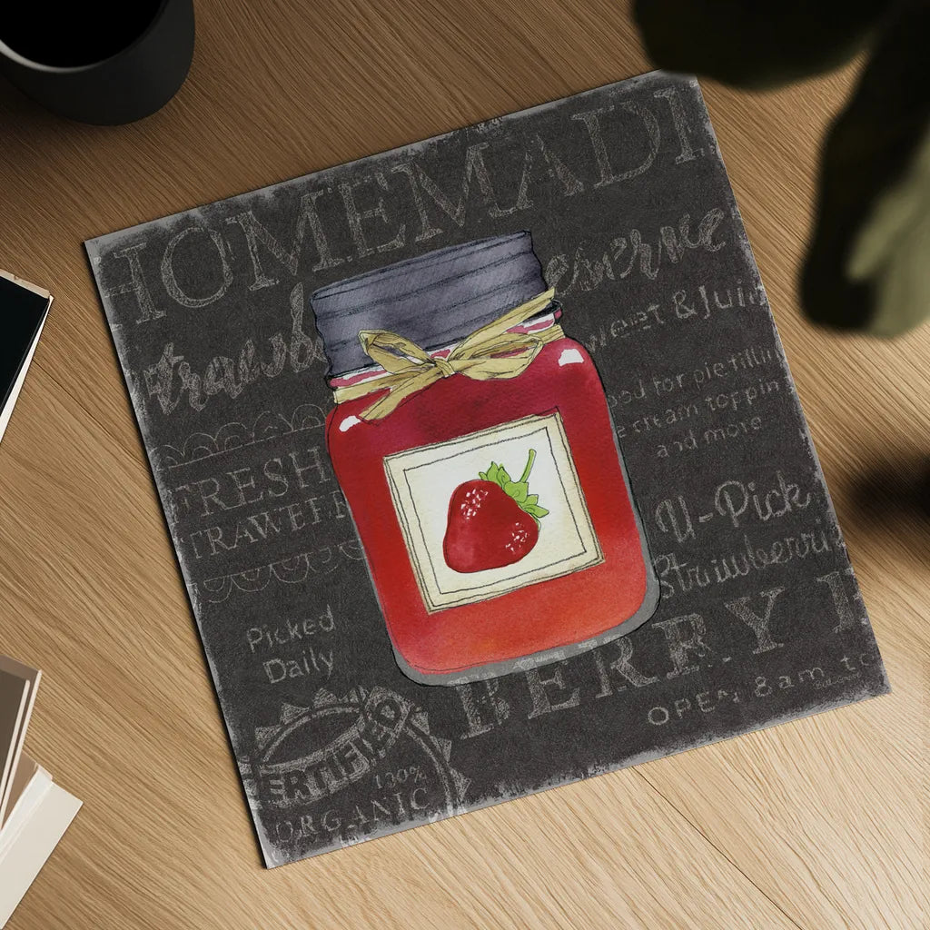 Canning Kitchen I black by Beth Grove. Shown as a detailed flat fine art print, highlighting archival giclee quality. Available as an archival giclee rolled canvas, fine art paper, or poster print. SKU 32190a.