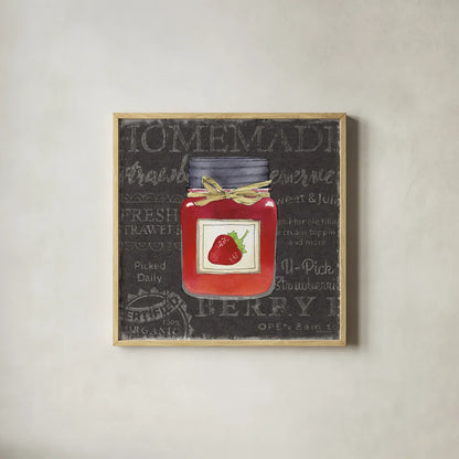 Canning Kitchen I black by Beth Grove. Shown in a natural wood glass frame for a timeless modern aesthetic. Available as an archival giclee rolled canvas, fine art paper, or poster print. SKU 32190a.
