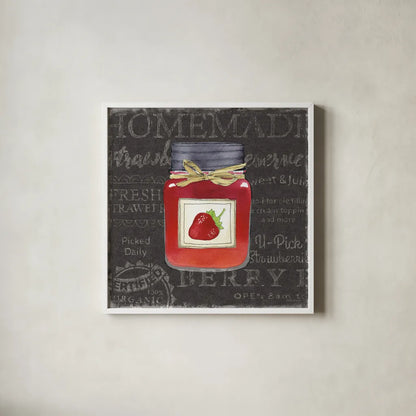 Canning Kitchen I black by Beth Grove. Shown in a crisp white glass frame for a clean and minimalist style. Available as an archival giclee rolled canvas, fine art paper, or poster print. SKU 32190a.