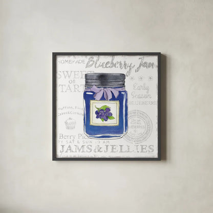 Canning Kitchen II by Beth Grove. Shown in a sleek black glass frame for a contemporary gallery look. Available as an archival giclee rolled canvas, fine art paper, or poster print. SKU 32187a.