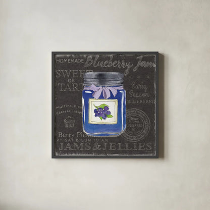 Canning Kitchen II black by Beth Grove. Shown in a sleek black glass frame for a contemporary gallery look. Available as an archival giclee rolled canvas, fine art paper, or poster print. SKU 32191a.