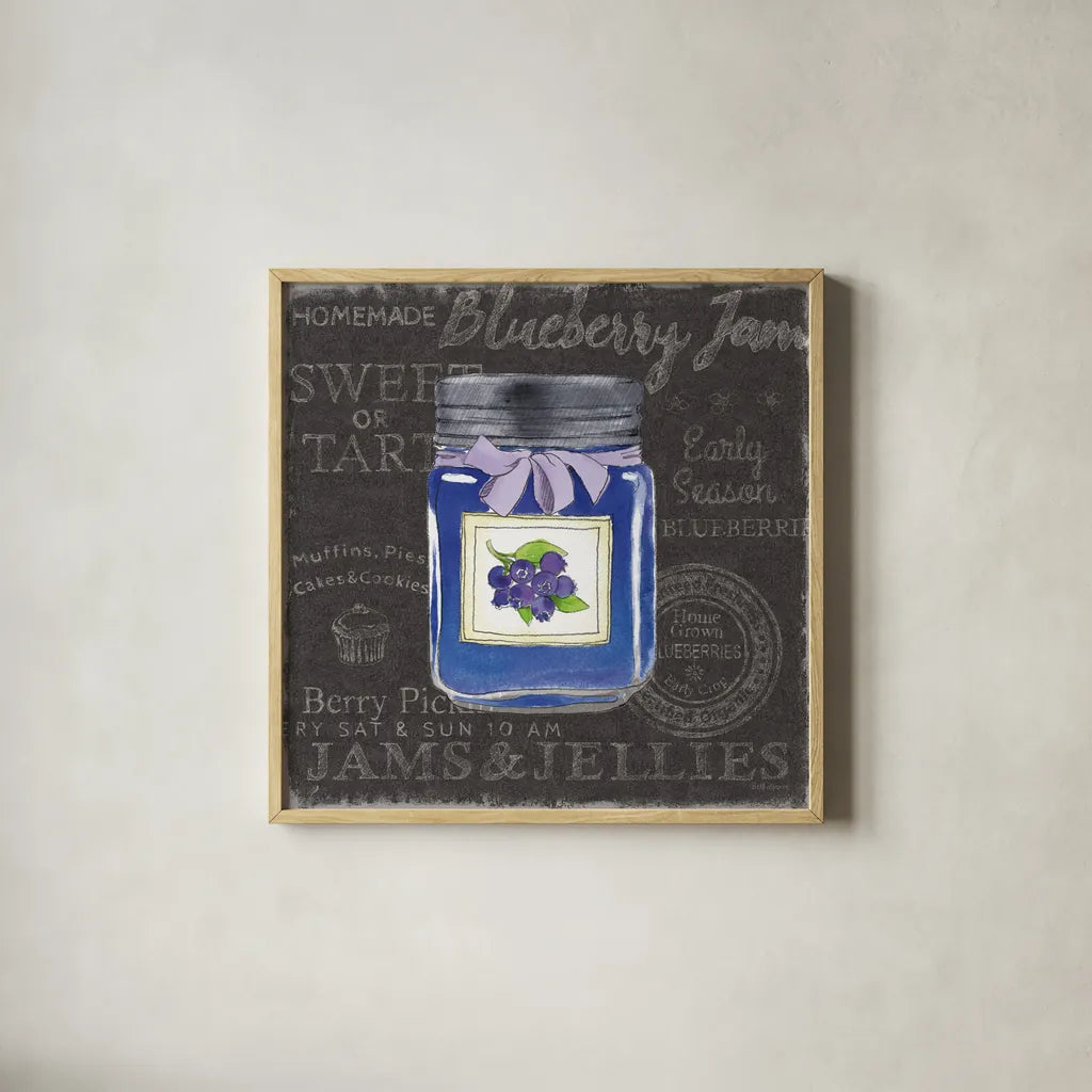 Canning Kitchen II black by Beth Grove. Shown in a natural wood glass frame for a timeless modern aesthetic. Available as an archival giclee rolled canvas, fine art paper, or poster print. SKU 32191a.