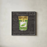 Canning Kitchen III black by Beth Grove. Shown in a sleek black glass frame for a contemporary gallery look. Available as an archival giclee rolled canvas, fine art paper, or poster print. SKU 32192a.