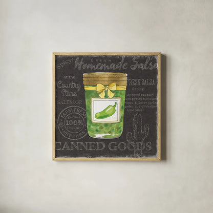 Canning Kitchen III black by Beth Grove. Shown in a natural wood glass frame for a timeless modern aesthetic. Available as an archival giclee rolled canvas, fine art paper, or poster print. SKU 32192a.