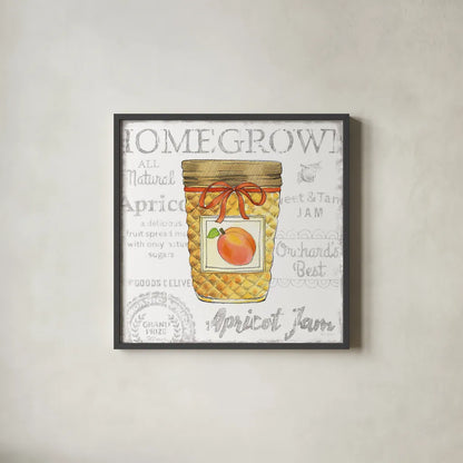 Canning Kitchen IV by Beth Grove. Shown in a sleek black glass frame for a contemporary gallery look. Available as an archival giclee rolled canvas, fine art paper, or poster print. SKU 32189a.