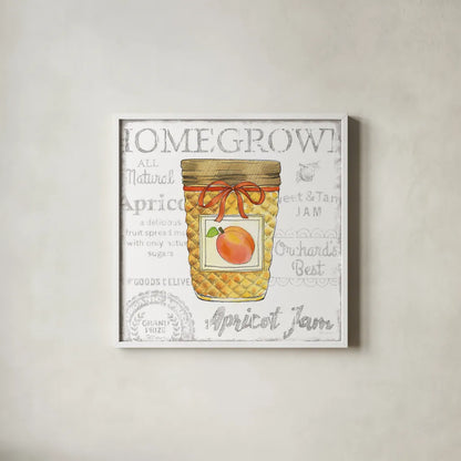 Canning Kitchen IV by Beth Grove. Shown in a crisp white glass frame for a clean and minimalist style. Available as an archival giclee rolled canvas, fine art paper, or poster print. SKU 32189a.