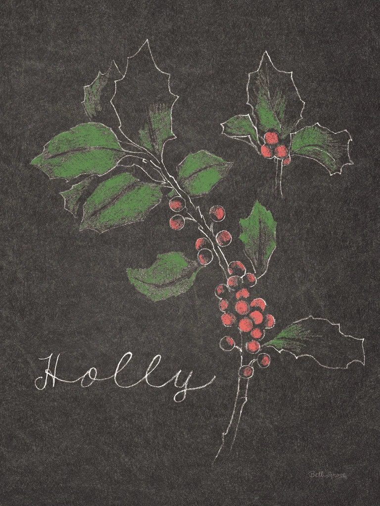 Chalkboard Christmas Greenery II by Beth Grove