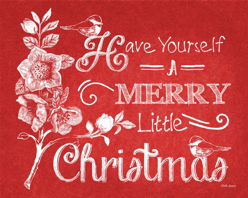 Chalkboard Christmas Sayings V on red by Beth Grove