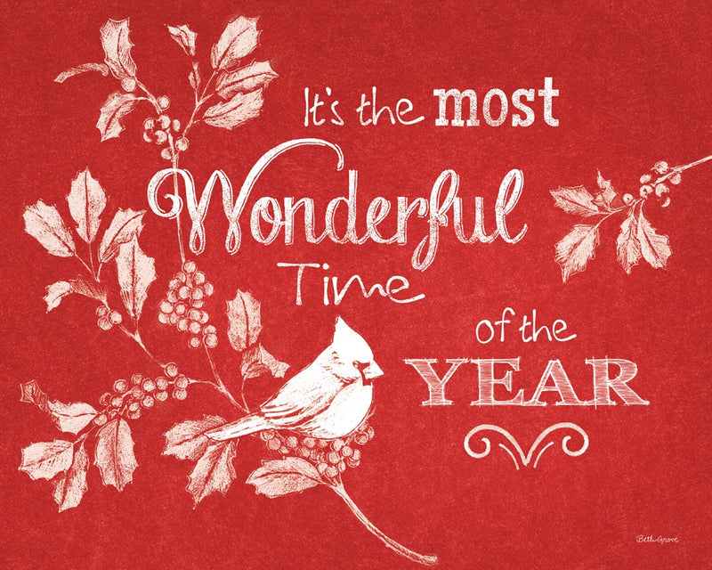 Chalkboard Christmas Sayings VI on red by Beth Grove