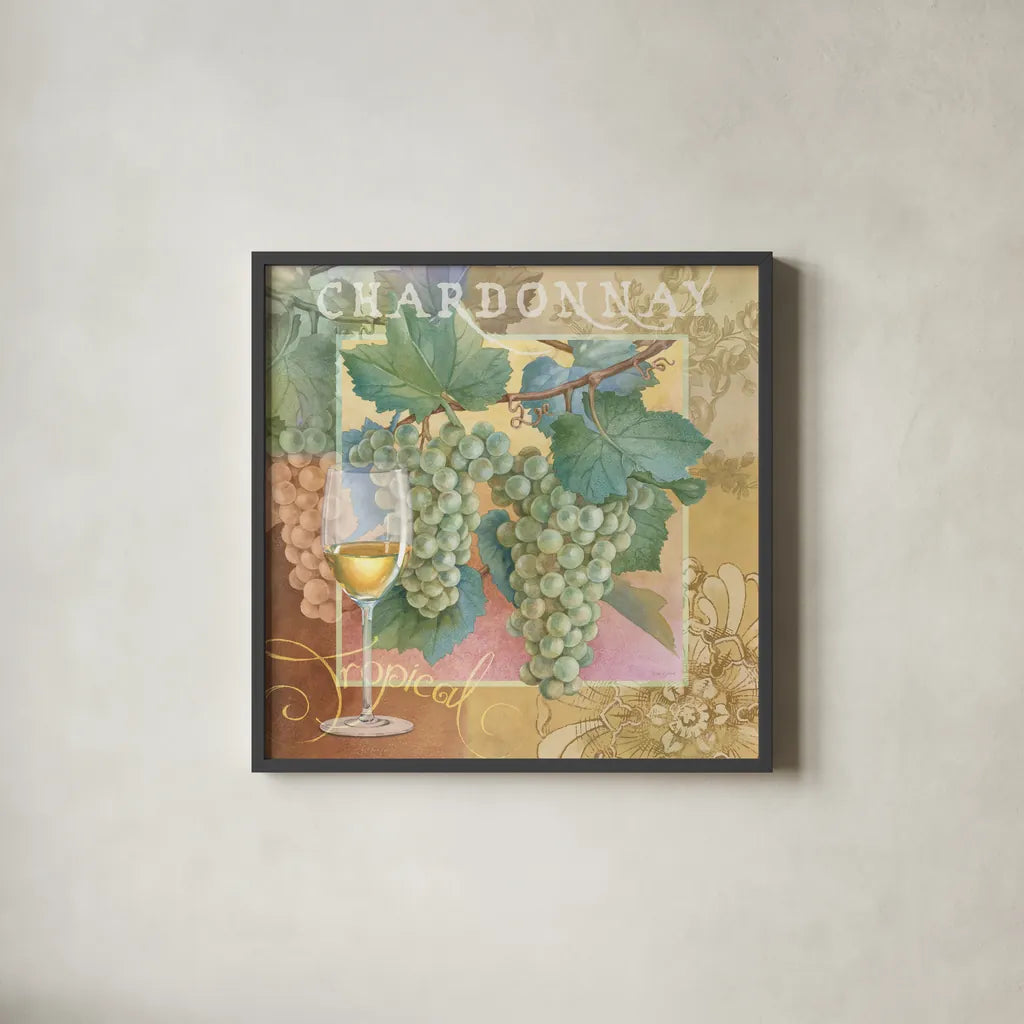 Chardonnay by Beth Grove. Shown in a sleek black glass frame for a contemporary gallery look. Available as an archival giclee rolled canvas, fine art paper, or poster print. SKU 29646a.