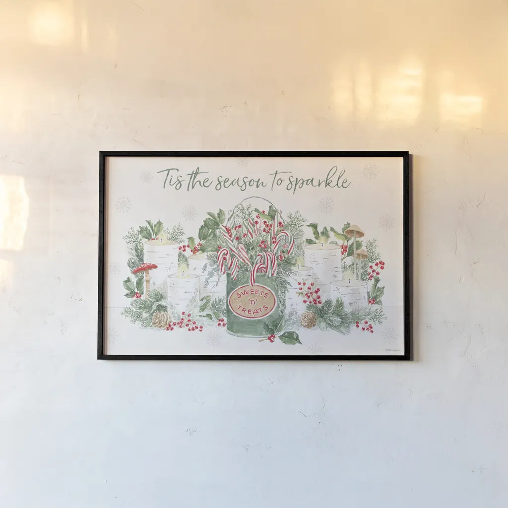 Christmas Charm I by Beth Grove. shown as a paper print in a black flame. Available as a archival giclee rolled canvas, fine art paper, or poster print. SKU 83451i.